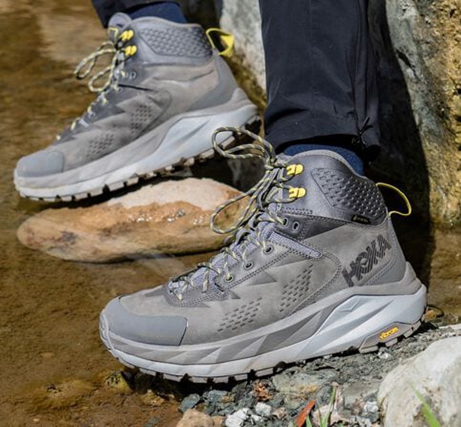 Hiking Boots Mens - Hoka One One Kaha GORE-TEX - Grey - WQAYLTC-38